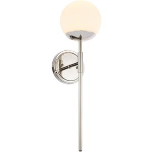 Polished Nickel Globe Wall Sconces, Modern Sconces Wall Lighting, Vanity Light Fixtures with Globe Opal Glass, Wall lamp for Bathroom Bedroom Living Room Corridor Mirror Stairs Entryway