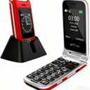 G6 Pro Red - 4G LTE Flip Phone UnlcokedCell Phone for Seniors2.4" Dual-LCDSOS ButtonLoud SpeakerCameraCharging DockTalking ClockSpeed Dial Hands-freeDumb PhoneCaller-IDLarge Fonts