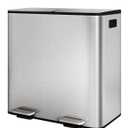 GarveeHome 2 x 10.6 gal Stainless Steel Double Can with Lid for Kitchen, Large Dual and Recycle Bin Combo, Step-on Kitchen Metal Garbage Cans, PP Inner Buckets, Liner Rim, Silver