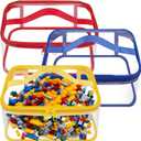 3 Packs Clear Toy Storage Bags- 9.4 x 6.7 x 4.3 Inch Transparent PVC Toy Organizing Bags with Zipper- Waterproof Toy Storage Organizer Pouch for Building Blocks, Small Toys (Red, Blue, Yellow)