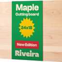 Riveira Maple Wood Cutting Board  Gourmet Maple Grandeur: 24 x 18 Wooden Cutting Board  Natural Wooden Cutting Boards For Kitchen Decorative  Innovative Juice Grooves Maple Wooden Chopping Board