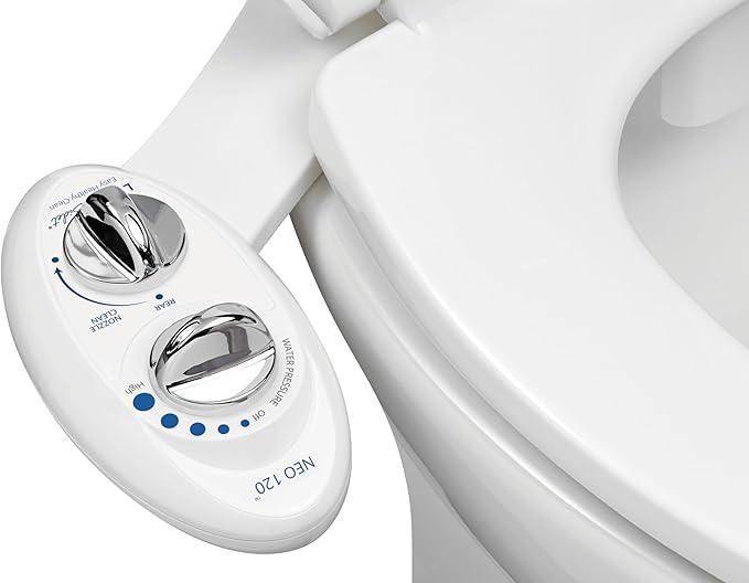 LUXE Bidet NEO 120  Single Nozzle, SelfCleaning, NonElectric Bidet Attachment for Toilet Seat, Adjustable Water Pressure, Rear Wash (White)