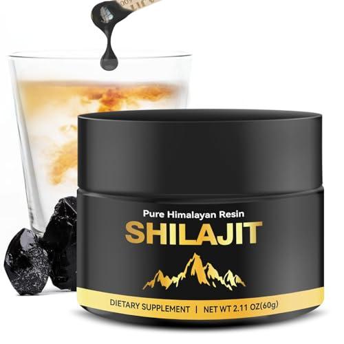 LSOIUX Himalayan Shilajit for Men & Women, Fulvic Acid Supplement for Immune Boost & Energy Support, 800mg High Potency Gold Organic Shilajit Resin（60g）Pack of 2