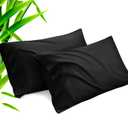 TELUS Black Pillow Cases Standard Size 2 Pack, Bamboo Rayon Cooling Pillowcases with Envelope Closure, Cool Breathable Pillow Case for Hot Sleepers & Night Sweats, 20x26 inches