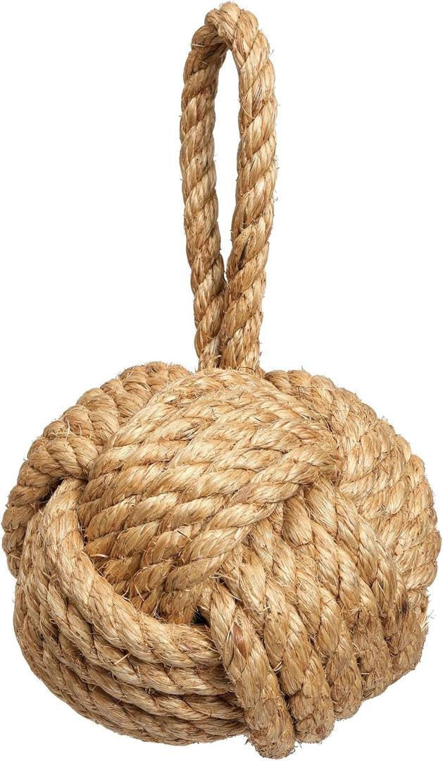 Decorative Door Stopper, Handmade Sisal Rope Sailor Knot Door Stop with Handle, Heavy Weighted 6.17 lbs Doorstop for Bottom of Door, Farmhouse Nautical Home Decor for Bedroom Living Room (6 Inch)