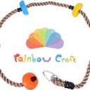 Rainbow Craft Colorful Climbing Rope - 6.5ft with 5 Knotted Foot - Kids Ninja Rope for Ninja Warrior Slackline Obstacle Course Accessories Kids Swing Set Backyard Play