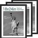 18x24 Poster Frame 3 Pack - Black Woodgrain, Solid Wood Gallery Picture Frame - Wall Hanging