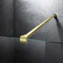 Frameless Shower Door Support Bar, Stainless Steel Wall-to-Glass Support Arm to Fixed Shower Glass Panel, for 1/4"-3/8" (6-10 mm) Door, 180° Pivot & Stow-Flat Mode (Brushed Gold, 35.4-inch(900mm))