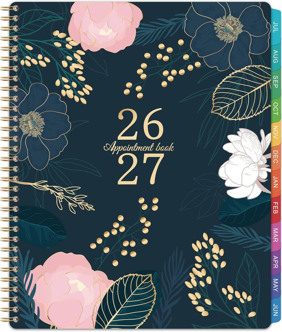 2026-2027 Appointment Book - July 2026 - June 2027, Weekly Appointment Book 2026-2027, 9"x11", Hourly Planner with 30-Minute Interval, Colorful Monthly Tabs, Back Pocket