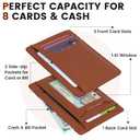 2 x Pomelo Best Top Grain Genuine Leather Slim Wallet for Men and Women, Minimalist Front Pocket RFID Blocking Card Holder for Travel, Gifts, Daily Use Brown
