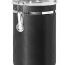 Oggi Stainless Steel Kitchen Canister 62 fl oz, Black - Airtight Clamp Lid, Clear See-Thru Top - Ideal for Kitchen Storage, Food Storage, Pantry Storage. Large Size 5" x 7.5".