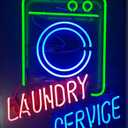 Neon Signs Beer Bar Club Bedroom LAUNDRY SERVICE Clean And Wash Sign Glass Neon Signs for Office Hotel Pub Cafe Wedding Birthday Party Man Cave Neon Light Art Wall Lights 24 X 20 - Inches