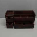 Rustic Brown Wooden Desktop Organizer Drawers Removable Office Supplies Torched Wood Storage Cabinet Caddy Box Stationery Pencil Slots Mail Holder Notes Accessories Home Makeup Tools Cosmetics