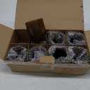 DEVI 8pcs Ribbed Amber Votive Candle Holder for Boho Wedding Decor, Amber Glass Candle Holder for Tea Lights, Vintage Boho Party Home able Decorations, Boho Fall Centerpiece Table Decorations,