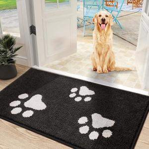 Mibao Dirt Trapper Doormat for Muddy Paws, Absorbent Non-Slip Entrance Mat, Inside Mat for Front Door, Entryway, 35.5" x 23.5", Black (1'11" x 2'11" (Rectangular))