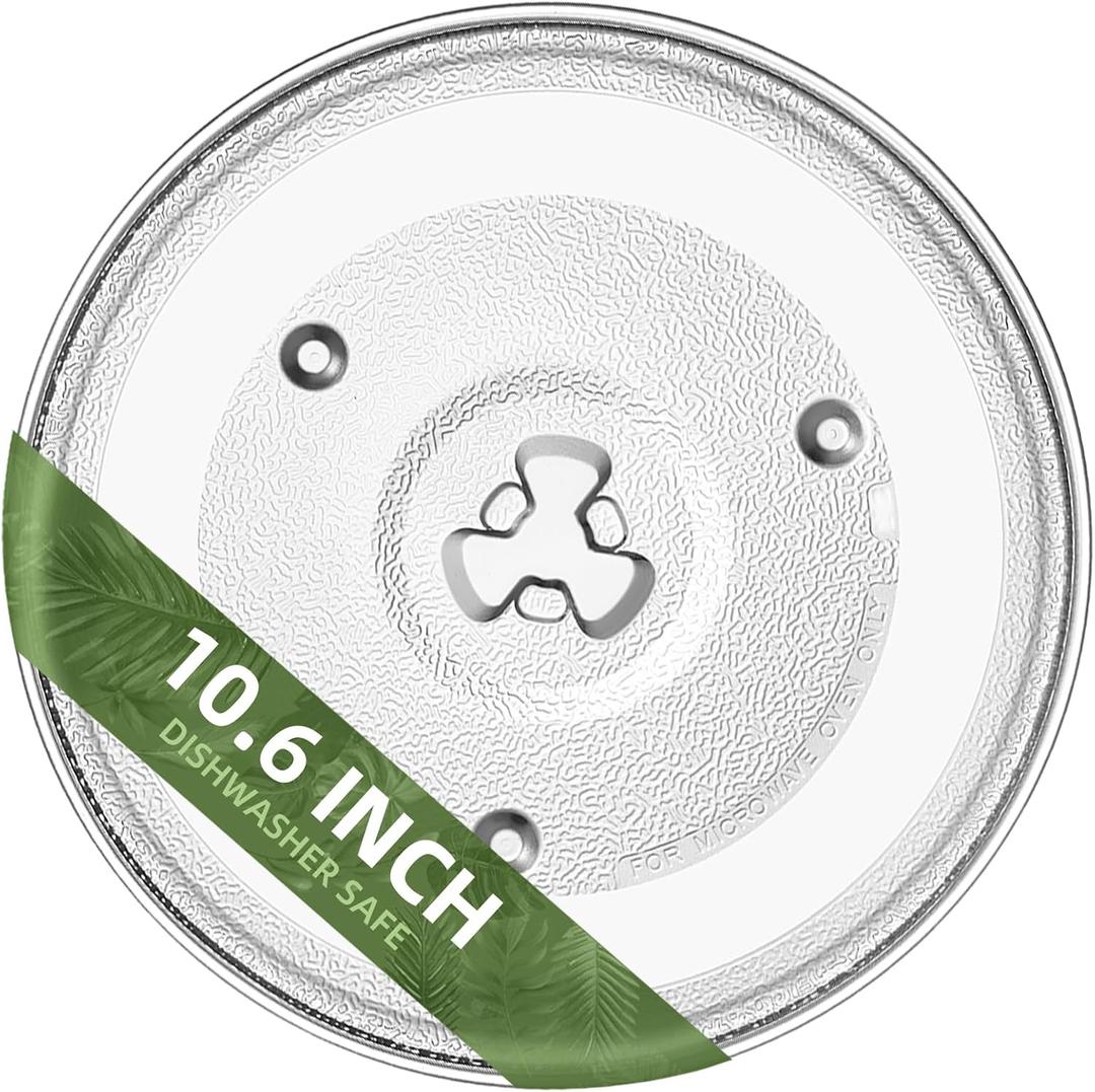 10.6" Microwave Glass Turntable Compatible with Hamilton Beach P90D23AL-R1, GE WB48X26755, 10-5/8 inch Replacement Microwave Glass Plate for Whirlpool WPW10551236