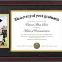 upsimples 11x22 Diploma Frame with Tassel Holder for 8.5x11 Certificate and 5x7 Photo with Black over Gold Mat, High Definition Glass, Mahogany with Gold Beads, 1 Pack