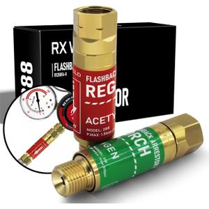 RX WELD Oxygen Acetylene Flashback Arrestors Set Regulator End - Standard "B" 9/16-18UNF Threads Size