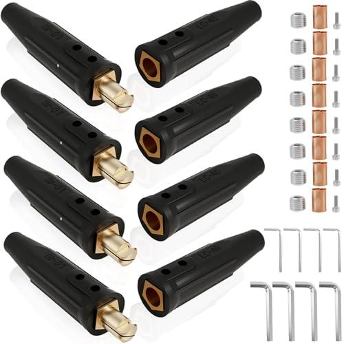 4 Set LC-40 Welding Lead Connectors Cam Design Quick Connector Welding Cable Connector Tools and Accessories 350 Amp Max Rating 1/0 and 2/0 （50-70mm²）Welding Quick Connectors Cable Welding Accessories
