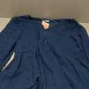 KIRUNDO Womens Dresses 2024 Spring Summer Long Sleeve Mini Dress V Neck Flowy Casual Swiss Dot Loose Babydoll Maternity Dress(Blue, Small)