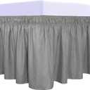 PureFit Wrap Around Ruffled Bed Skirt with Adjustable Elastic Belt - 18 Inch Drop Easy to Put On, Wrinkle Free Bedskirt Dust Ruffles, Bed Frame Cover for Queen, King and C-King Size Beds, Gray