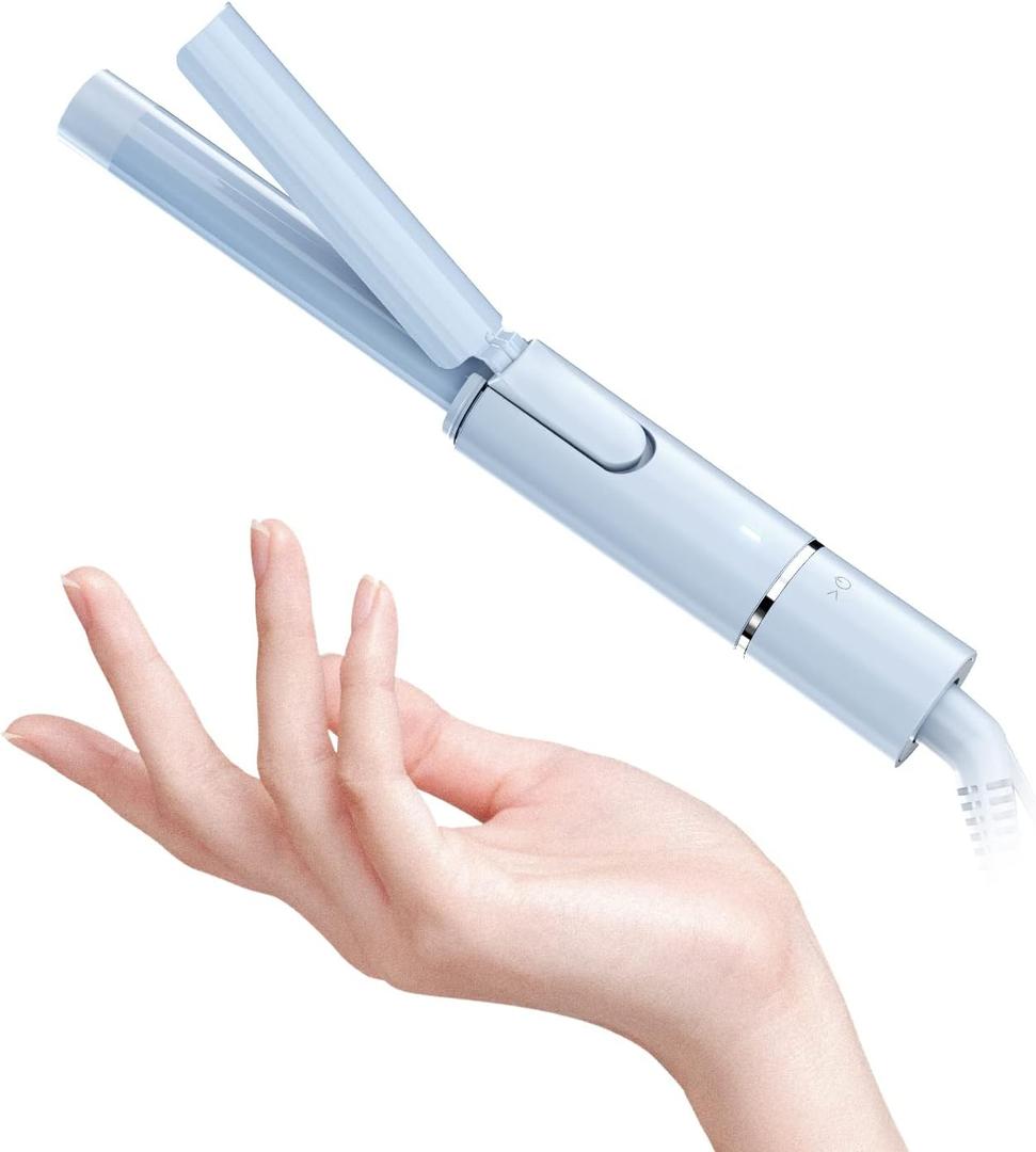 Ceramic 3/4 Inch Mini Curling Iron for Short Hair, Small Hair Curler Iron for Travel, Dual Voltage Curling Wand for Worldwide Trip(Baby Blue)