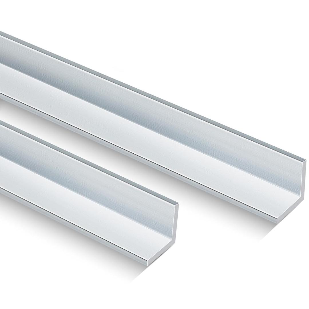 Blulu 2 Pieces Aluminum Angle  6063 Aluminum Angle Stock, Structural & Architectural Use for Frames, Railings, Corner Guards(48" Long X 3/4" Wide X 1/8" Thick)