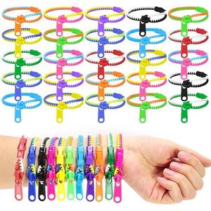 50 PCS Friendship Fidget Zipper Bracelet, Neon Colors Sensory Bracelet Bulk Set, Party Toys for Birthday, Goodie Bags, Small Prizes