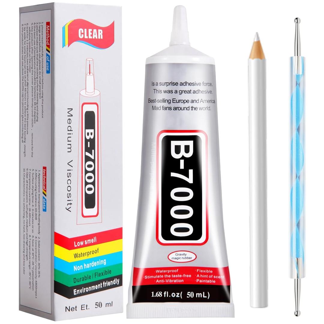 B7000 Glue Clear with Precision Tip50Ml B7000 Glue Clear for Rhinestones Glue for Crafts, Multipurpose Jewelry Glue for Fabric DIY Craft Makeup Shoes Jewelry Making Nail Art