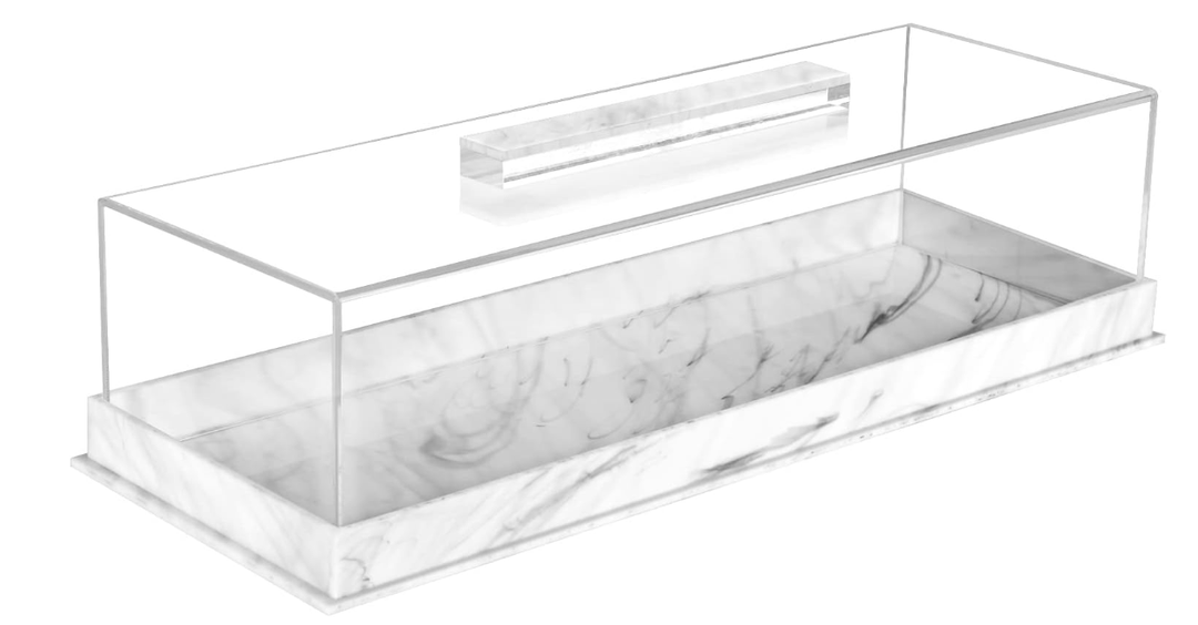 Rectangle Cake Tray with Lids, Clear Pastry Display Case, Dessert Holder Tray, Cake Stand, Cookie Display, Marble Pattern Plastic Cake Platter with Lucite Cover, Pastry Base