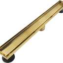 Neodrain 30-Inch Gold Linear Shower Drain, 2-in-1 Flat & Tile Insert Cover, Stainless Steel Linear Drain, Brushed Brass Rectangle Shower Floor Drain with Hair Strainer, Watermark&CUPC Certified