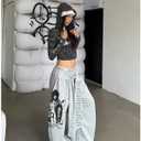 Trendy Sweatpants Women Oversized Graphic Print Grunge Pants Elastic Waist Cinched Bottom Streetwear Goth Sweatpants