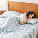 Berkshire Blanket Peanuts Kids Sheet Set Queen Size - 4 Pieces,Cute Character Snoopy Printed Soft Microfiber Bed Sheets,Peanuts Different Emotion Murky Blue