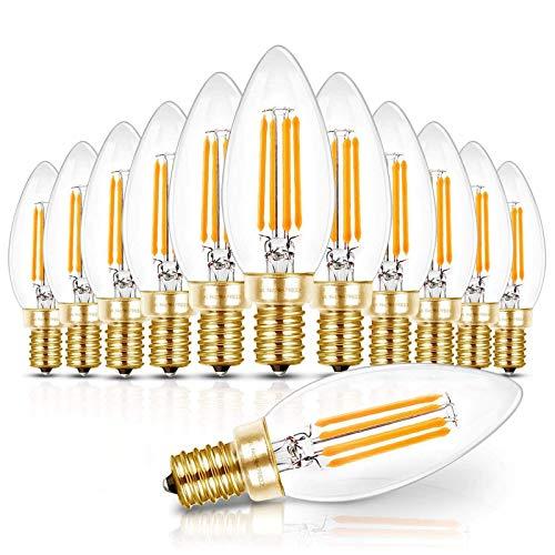 Hizashi E12 Candelabra LED Light Bulb 40 Watt 90+CRI Chandelier Light Bulbs Dimmable, B10 LED Candelabra Bulbs, 4W, 450LM 2700K Soft White, Candle Light Bulbs, UL Listed, 9 Pack