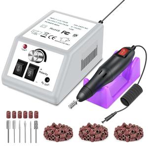 LAVAED Professional Electric Nail Drill Machine Kit - Low Noise Vibration with 156pcs Sanding Bands for Acrylic Nail Drill, Gel Art Remover, Polisher, Manicure, Pedicure (Pale Grey)