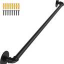 OUSHENG Stair Railing Indoor Hand Rails for Outdoor Steps, Industrial Pipe Handrail Metal Iron Handle Support for Wall Mount Staircase Porch, Vintage Farmhouse Style, 3ft (Black)