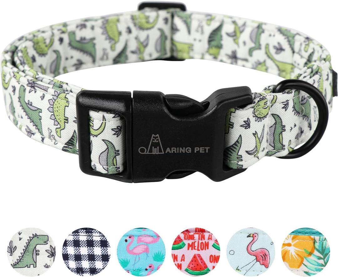 ARING PET Dinosaur Dog Collar-Cute Dog Collar for Small Dogs, Adjustable Comfortable Cotton Boy Dog Collars for Small Dogs, Small