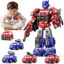 Gifts for 3 4 Year Old Boys, Toys for 3 4 Year Old Boys, 5-in-1 Transform Robot Toys for Boys 4-6, Easy DIY Assembly, 3 4 Year Old boy Birthday Gifts, Ideals Toys for Boys, Kids Toys (Red)