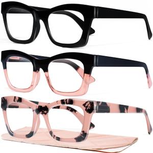 CCVOO Stylish Reading Glasses for Women, Eyeglasses, Blue Light Readers for Women, Computer Eye Glasses, Cheaters (A2 Midnight Rose)