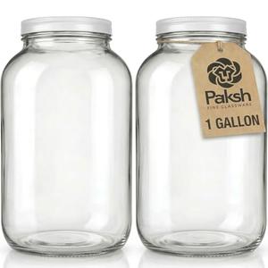 1 Gallon Glass Jar With Lid – 2 Pack Large Glass Jar With Airtight Metal Lids - USDA Approved BPA-Free Dishwasher Safe, Wide Mouth Sun Tea Jar, Gallon Mason Jar for Storage, Fermenting, And Brewing