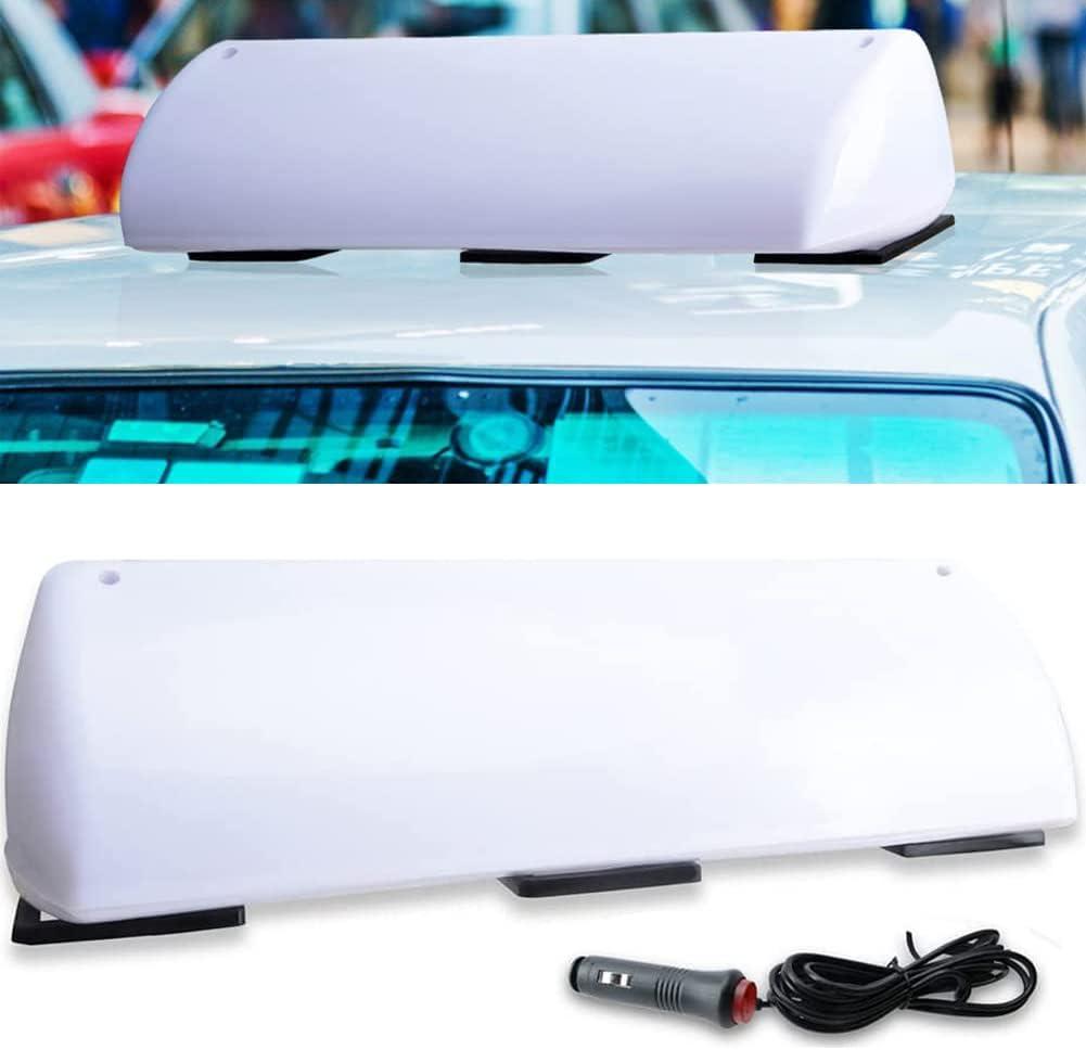 YXQ 19" LED Blank Taxi Cab Sign5W 12V Strong Magnet Car Roof Top Topper Light Waterproof for DIY Sign Advertising FreewayWhite