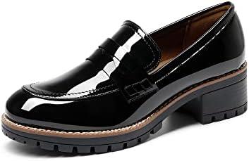 DREAM PAIRS Women's Platform Chunky Heeled Loafers, Women's Business Casual Shoes, 10