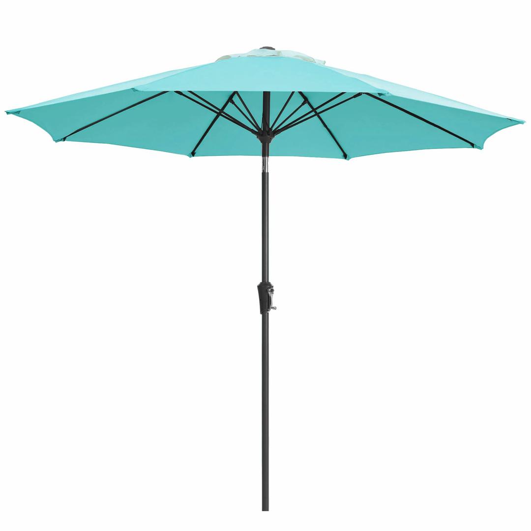 JEAREY 9FT Outdoor Patio Umbrella,Market Table Umbrella with 8 Fiberglass Ribs, Pool Umbrella with Tilt and Crank, UV Protection Lightweight & Wind-Resistant for Lawn, Garden, Deck and Backyard, Peacock Blue