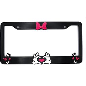 Minnie Bow 3D Raised License Plate Frame | 1 Pack Car License Plate Cover | Universal US Car Black License Plate Holder | Auto Accessories (Car, Truck and SUV)