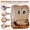 PRETYZOOM 12pcs Mini Frames Old DIY Miniature Hotel Home Rustic Poster Textured Oval Ornament Jewelry Props Vintage for Embossed Shop Small Hanging Wall Silver Frame Party Ornate Antique