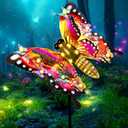 Solar Garden Lights, Outdoor Butterfly Garden Decor Large 41" Metal Decorative Garden Stake Lights, Waterproof Butterfly Decoration for Outside Patio Yard Porch Birthday Gardening Gifts for Mom Women