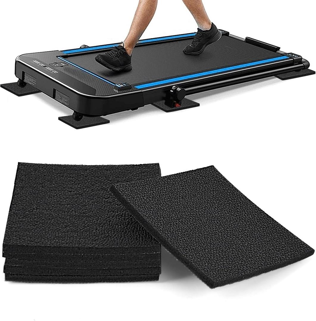 6 Pack Treadmill Mat Pads, Exercise Equipment Mat for Floor Protection, High Density Anti Vibration Pad for Treadmill, Walking Pad, Exercise Bike, Washing Machine and Floor Protection