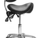 Ergonomic Saddle Chair, Rolling Stool with Wheels& Back Support 500lbs|Adjustable Height& Lumbar Support|360° swivel|Silent PU casters|For Salon, barber, tattoo, Spa, Lab, Clinic,Home, Office
