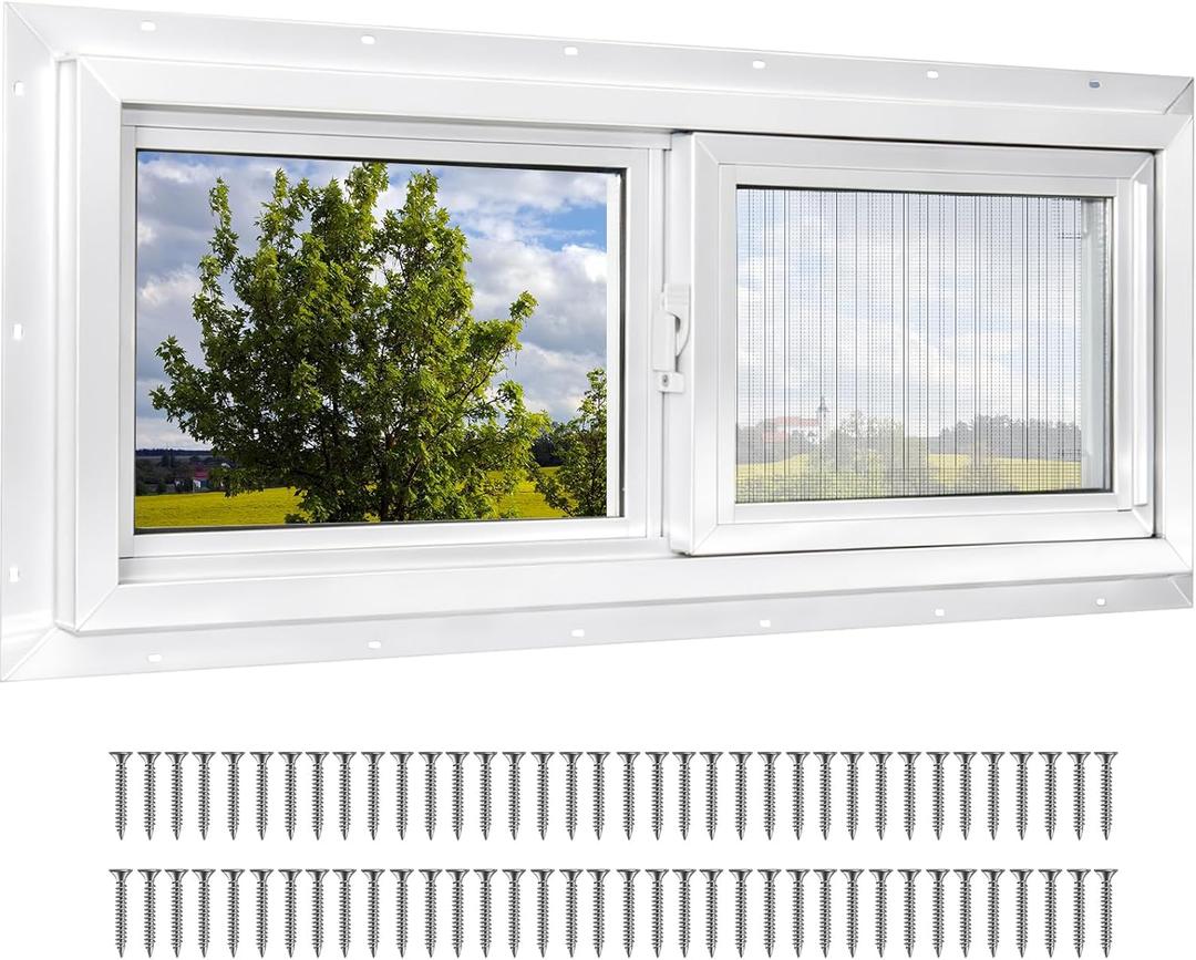 NeatiEase Basement Window, 36" x 12" Heavy Duty Vinyl Sliding Windows with Double Pane Insulated Tempered Glass and Fiberglass Screen for Basement, Bathroom, Garage, Shed, Home Replacement (White)