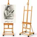 Falling in Art Large H-Frame Studio Artist Easel, Adjustable Beechwood Painting Easel Stand, Movable Floor Easel Holding Canvas up to 51 Inches, Natural